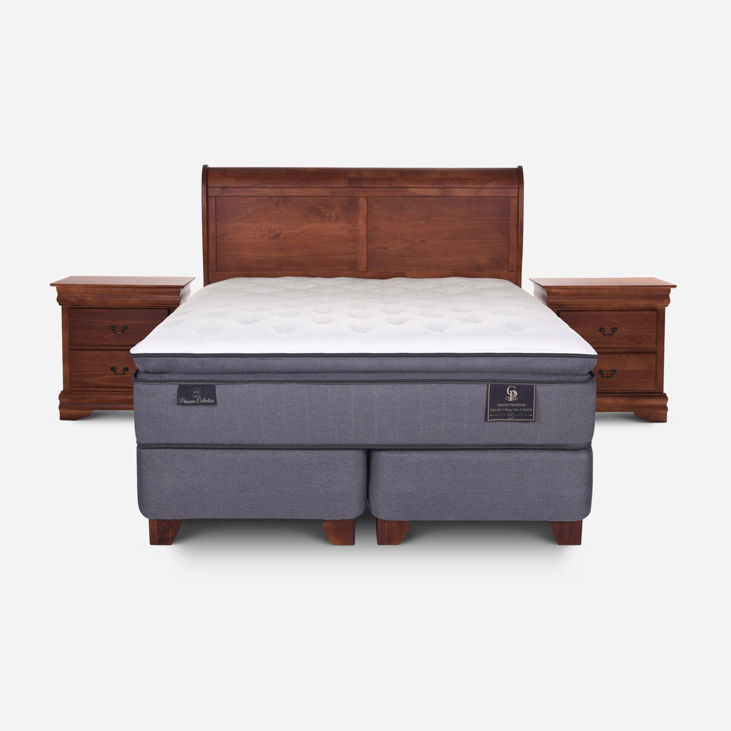Box Spring King Grand Premium + Set Mir&oacute; Caramel