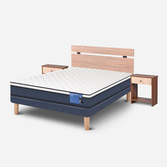 Cama Europea 2 Plazas Excellence Plus Base Normal + Set Olmo