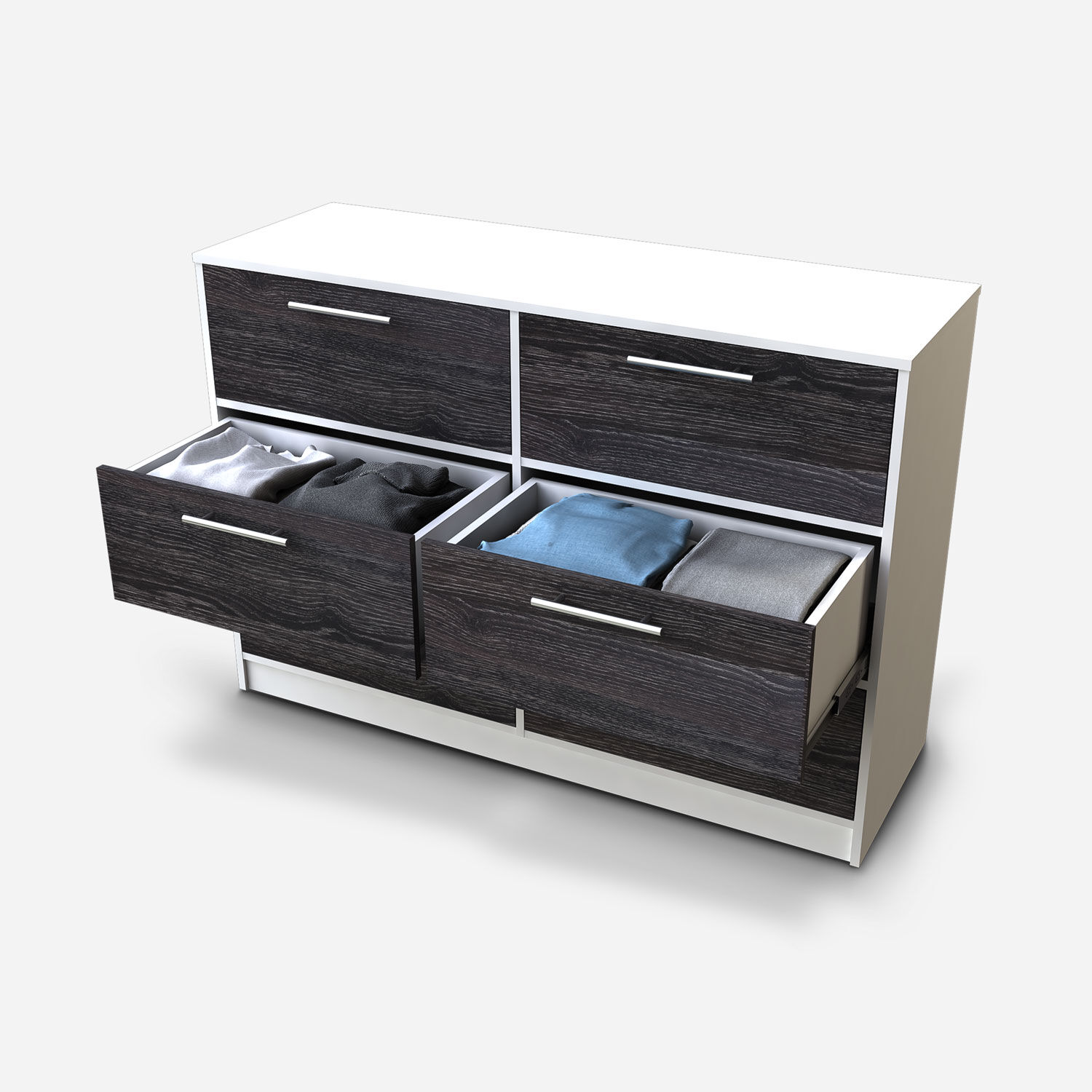 C&oacute;moda 6 Cajones Roble Antracita Blanco