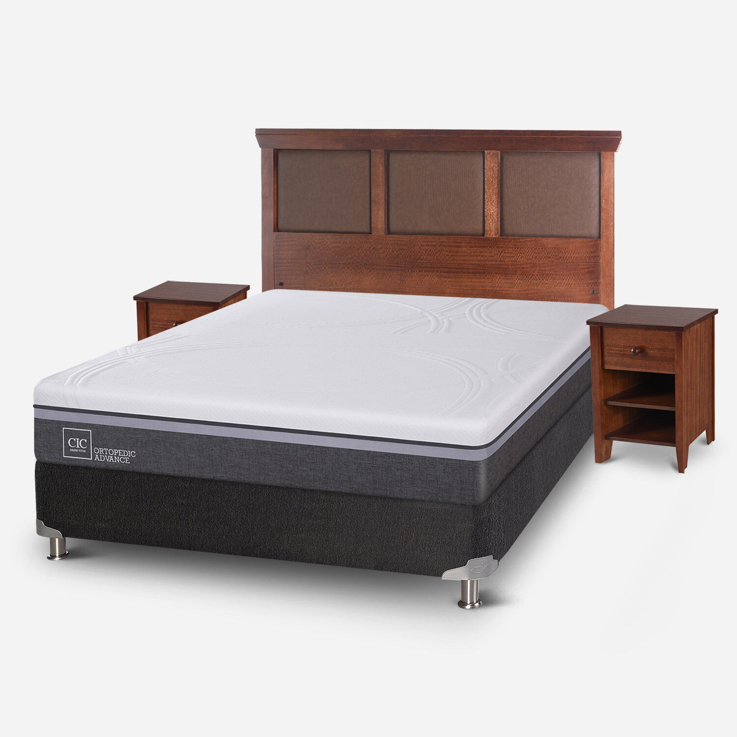 Box Spring 2 Plazas Ortopedic Advance Base Normal 5 Zonas + Set Torino Caramel