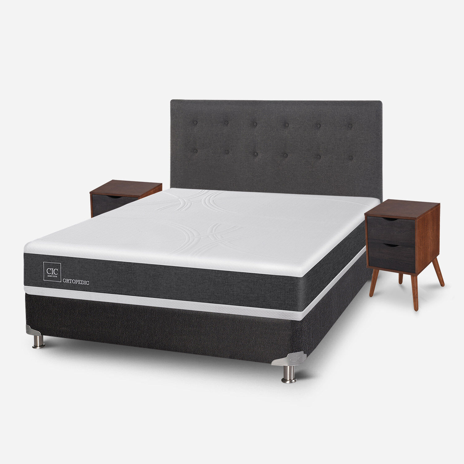 Box Spring 2 Plazas Ortopedic Base Normal 5 Zonas + Set &Eacute;ufrates