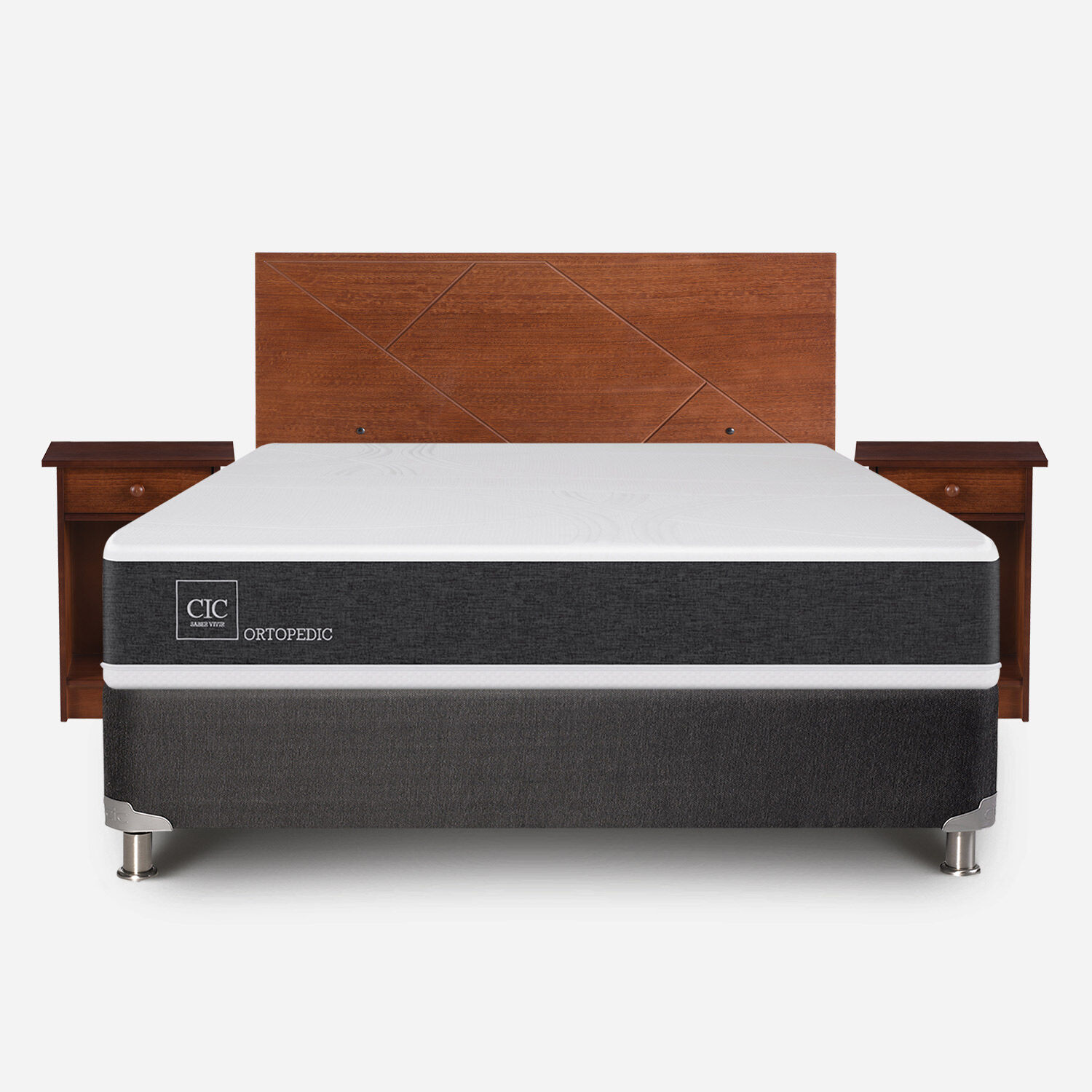 Box Spring 2 Plazas Ortopedic Base Normal 5 Zonas + Set Villarrica