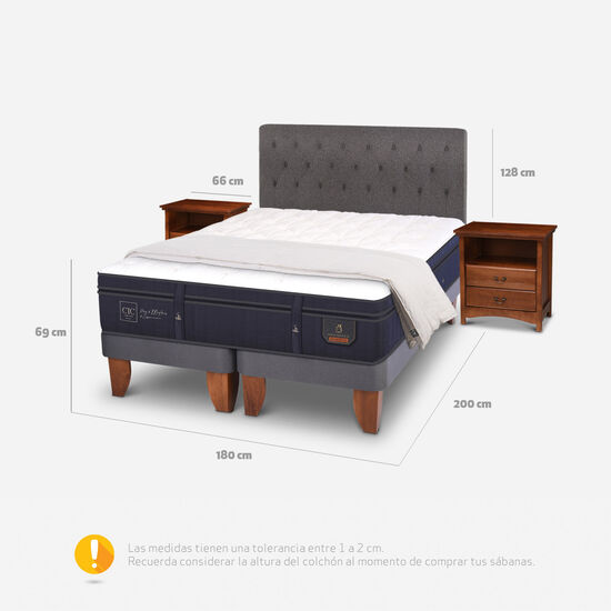 Cama Europea King Super Premium + Set Kaveri + Plumón 15% Pluma de Ganso