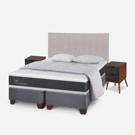 Box Spring King Ortopedic + Almohadas + Plum&oacute;n + Set Tigris