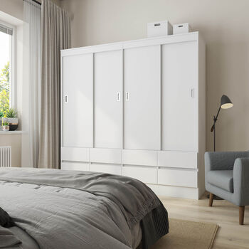 Cl&oacute;set 4 Puertas Corredera 8 Cajones Maule Blanco