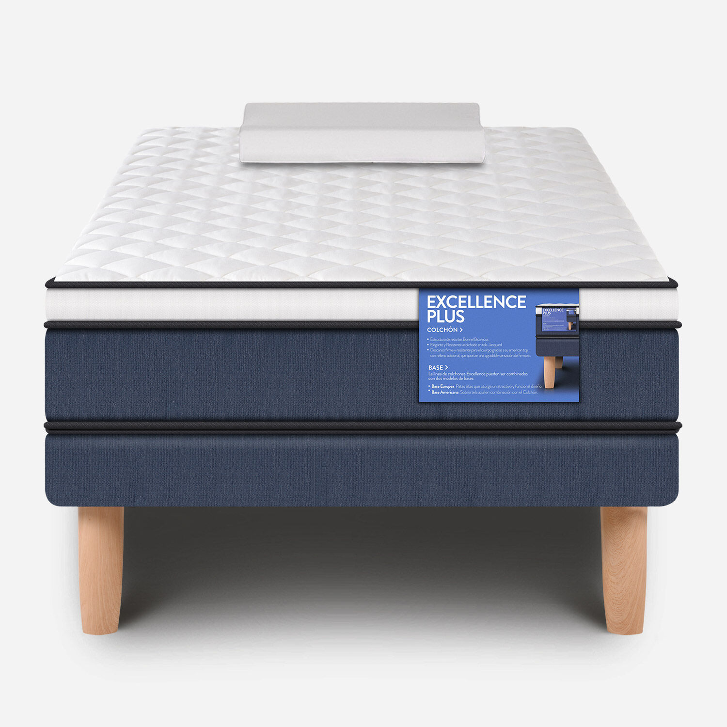 Cama Europea 1 Plaza Excellence Plus + Almohada Viscoel&aacute;stica