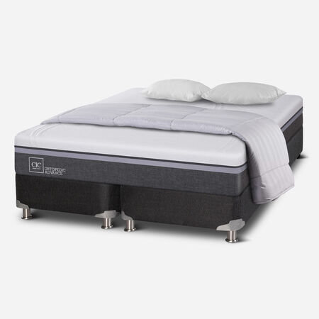 Box Spring 2 Plazas Ortopedic Advance Base Dividida 5 Zonas + Almohadas + Plum&oacute;n