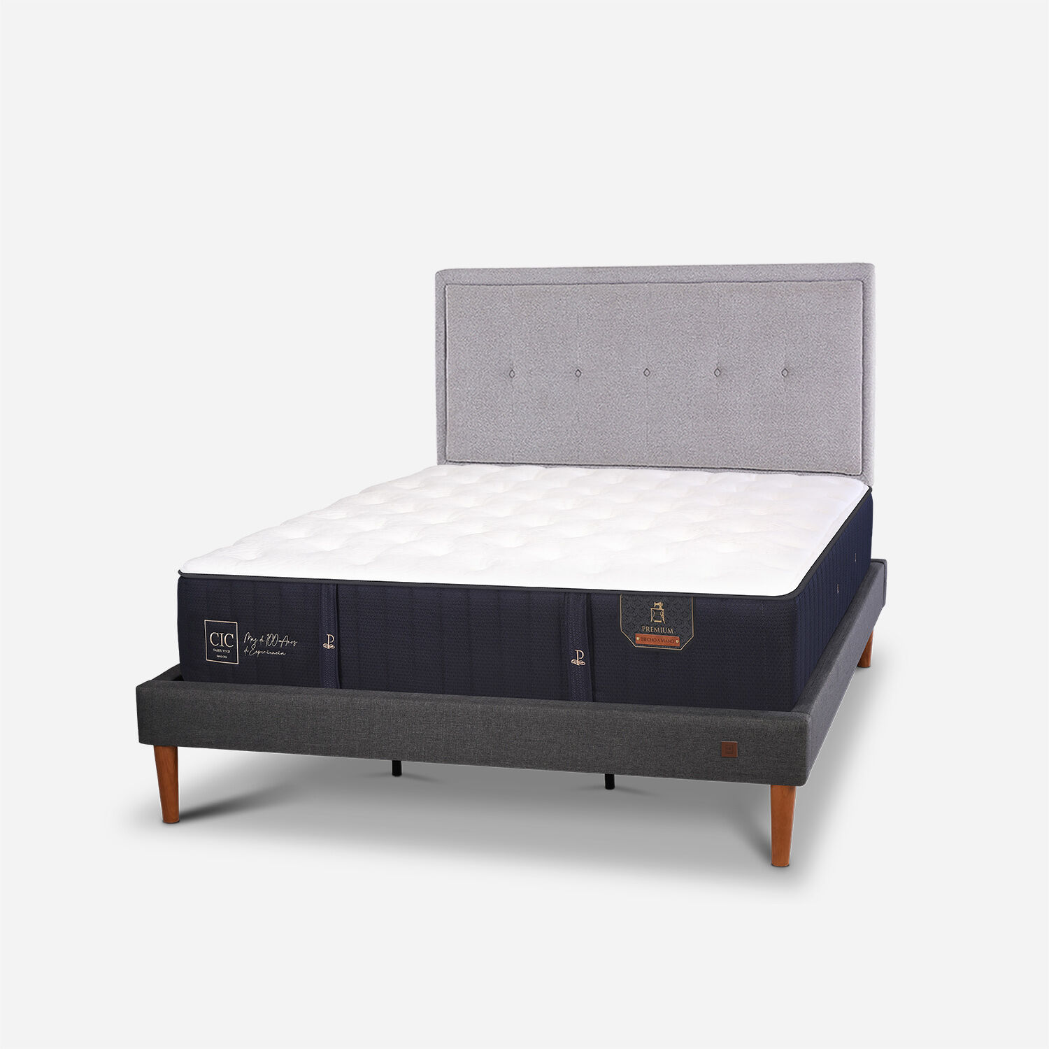 Cama Europea Curve King Premium + Respaldo Ganges