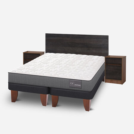 Cama Europea 2 Plazas Anatomic Base Dividida + Set Espresso