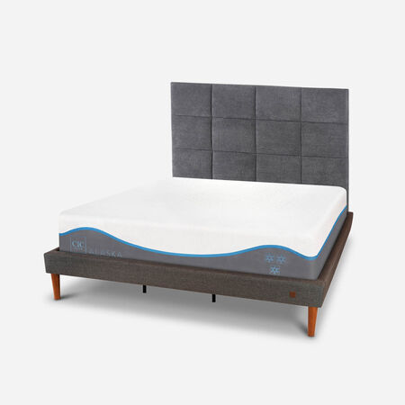 Cama Europea Curve King Alaska + Respaldo T&aacute;mesis