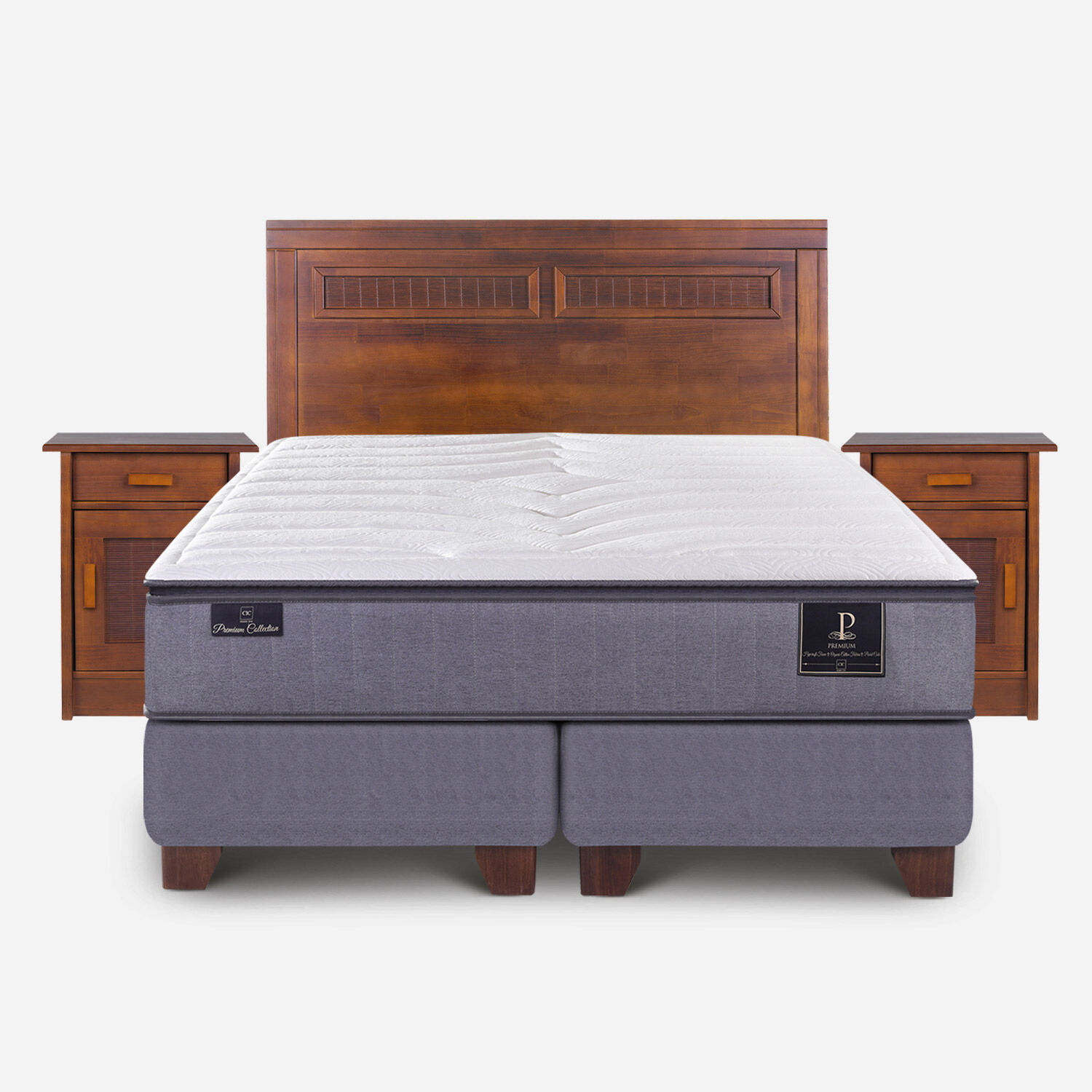 Box Spring 2 Plazas Premium Base Dividida + Set Mil&aacute;n Caramel