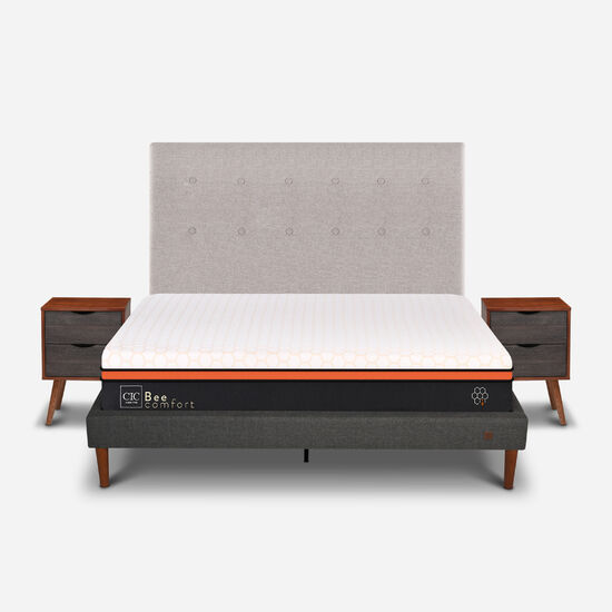 Cama Europea Curve 2 Plazas Bee Comfort + Set Tigris