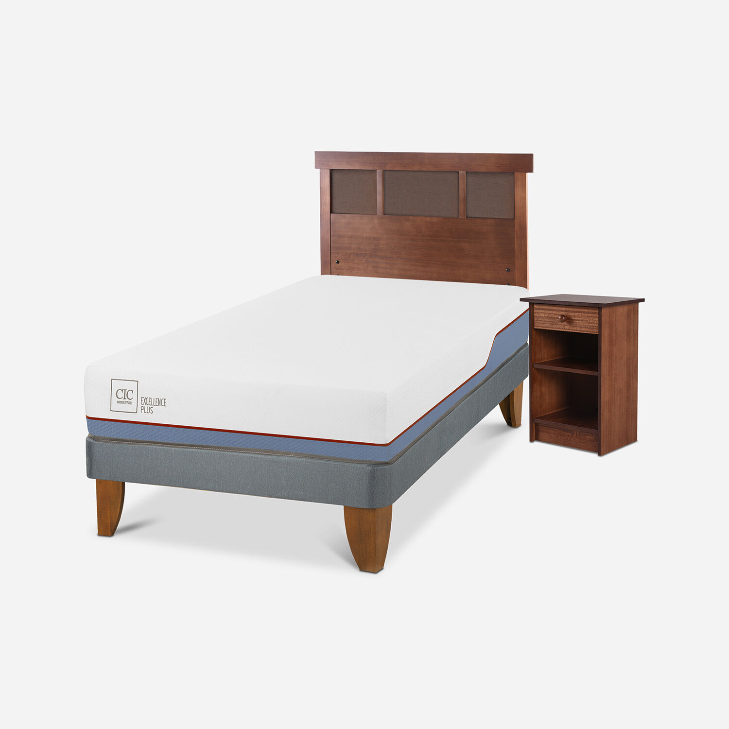 Cama Europea 1,5 Plazas Excellence Plus + Set Dubl&iacute;n Caramel