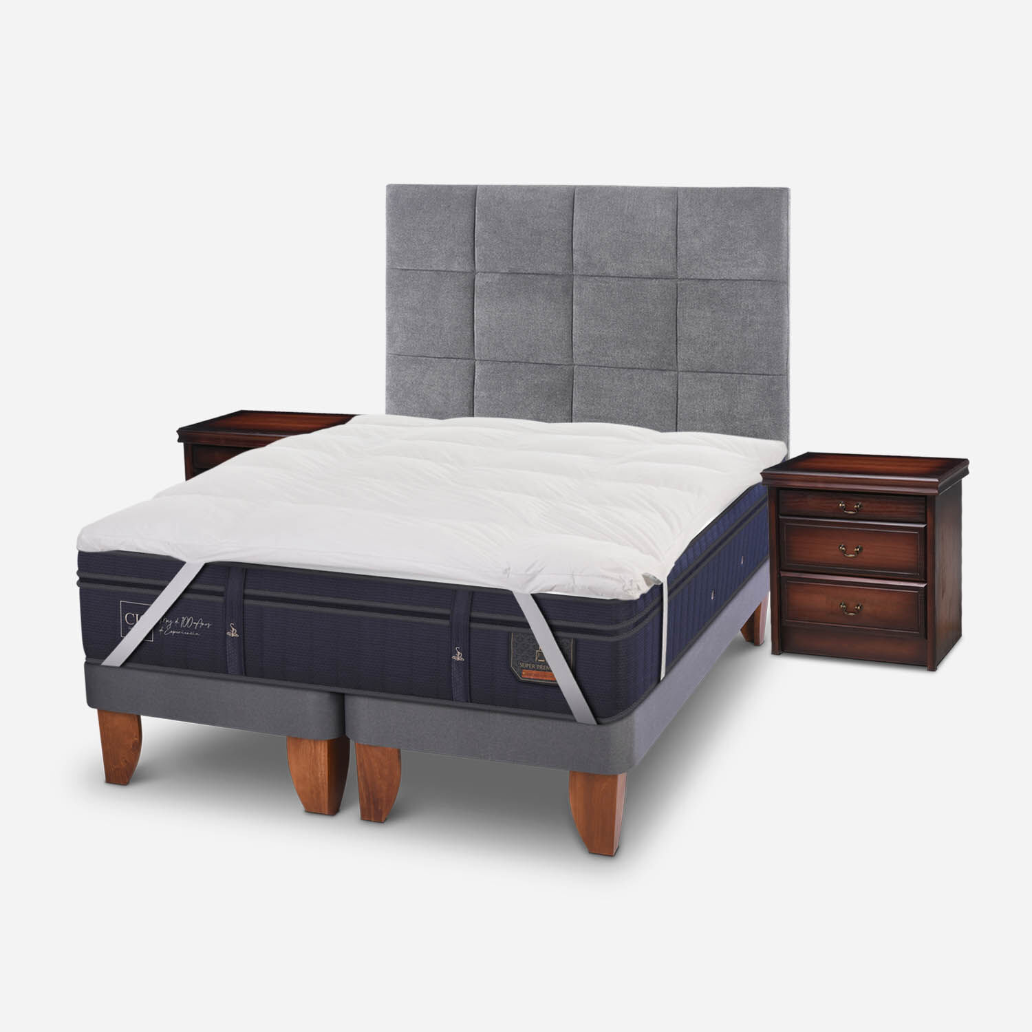 Cama Europea Super King Super Premium + Set T&aacute;mesis + Topper