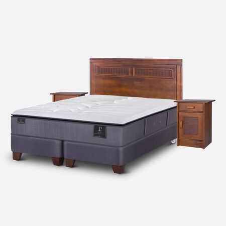 Box Spring 2 Plazas Premium Base Dividida + Set Mil&aacute;n Caramel
