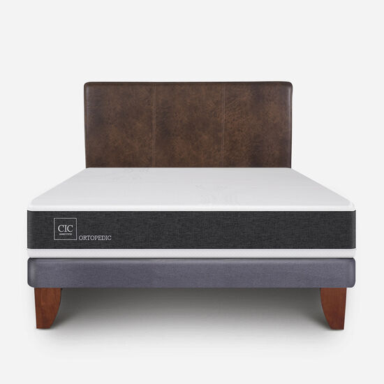 Cama Europea 2 Plazas Ortopedic Base Normal + Respaldo Baker