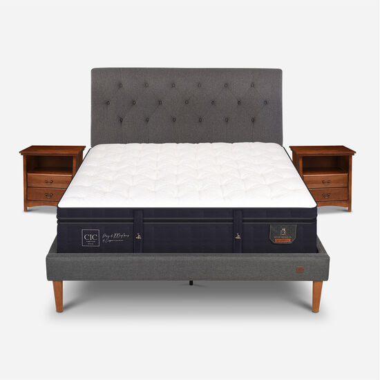 Cama Europea Curve 2 Plazas Super Premium + Set Kavery