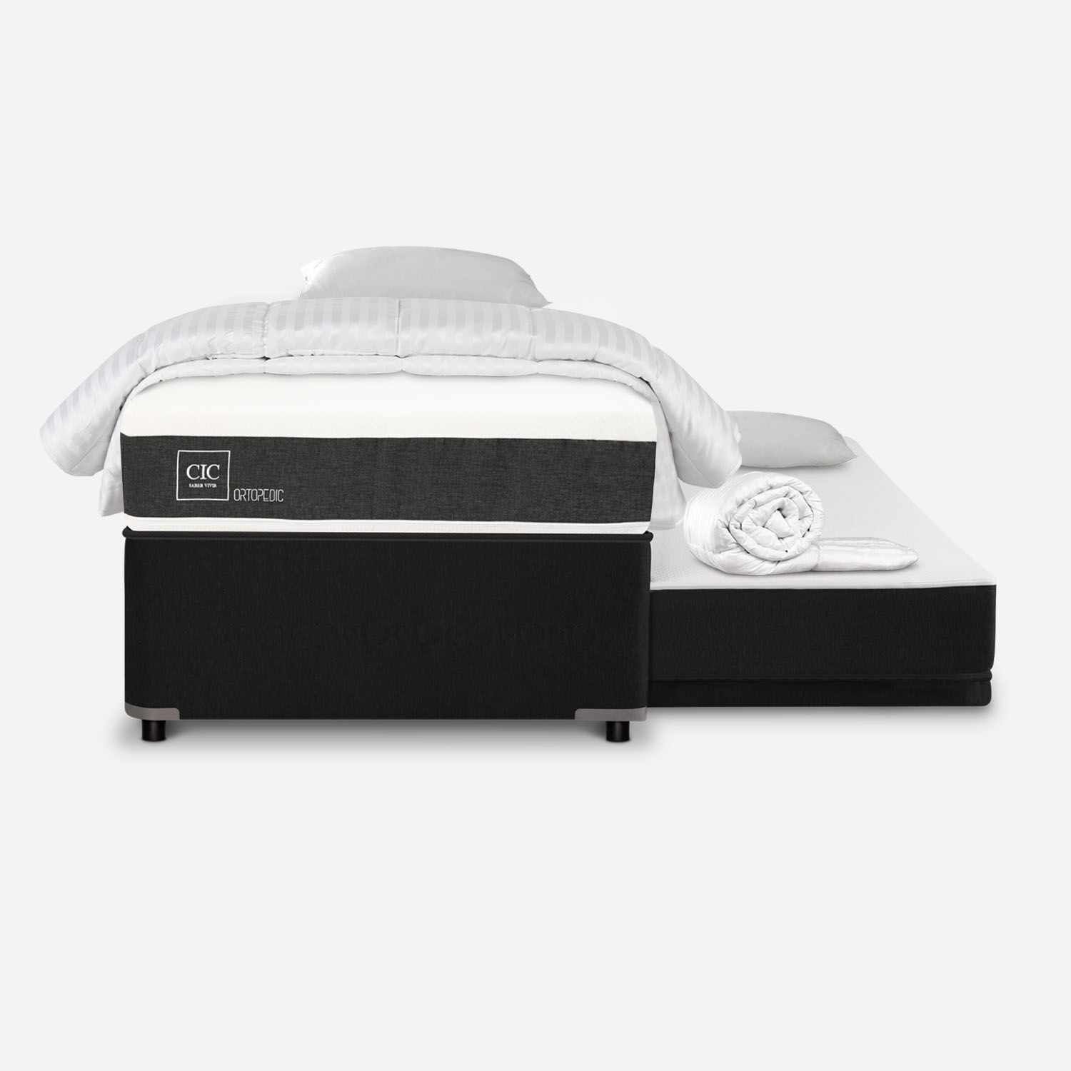 Cama Nido Diván Ortopedic + Almohadas + Plumón
