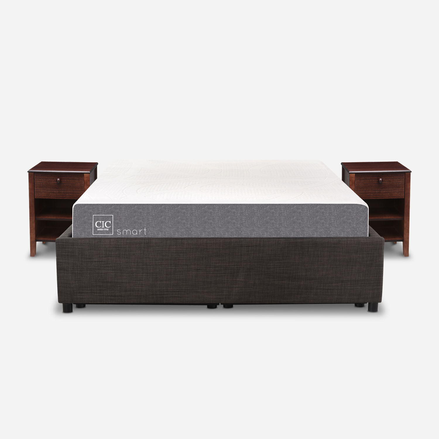 Cama Space Box 2 Plazas Smart + Velador Torino Chocolate