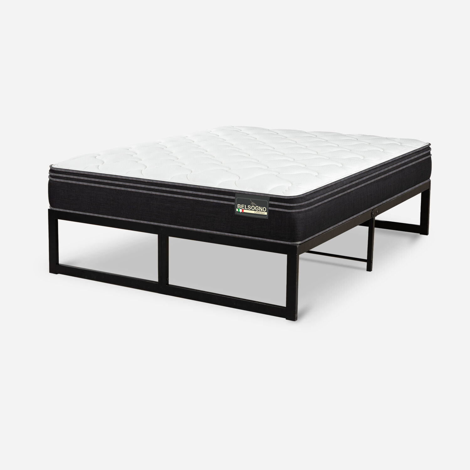 Cama Iron Smart Belsogno 2 Plazas Premium Black