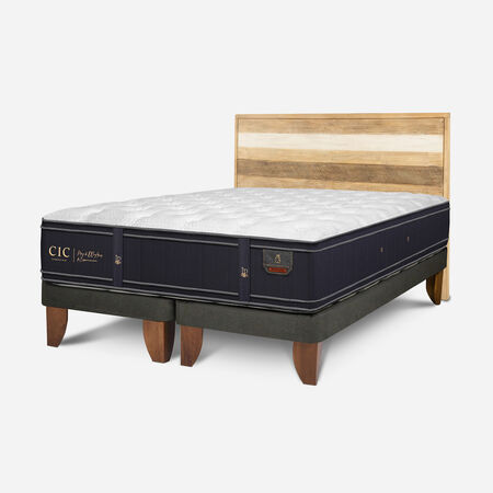 Cama Europea 2 Plazas Grand Premium Base Dividida + Respaldo Loira
