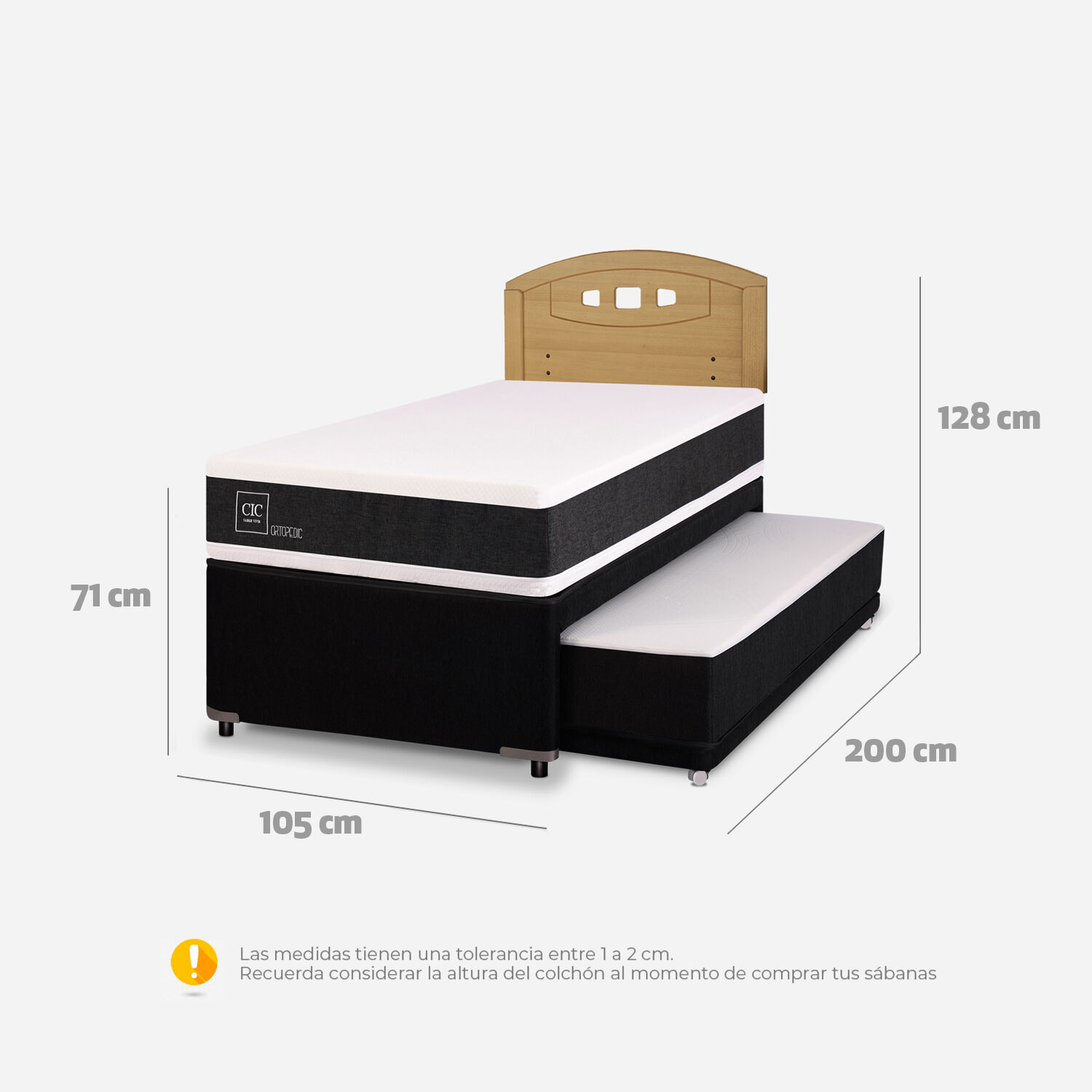 Cama Nido Div&aacute;n Ortopedic + Respaldo Gales Mostaza