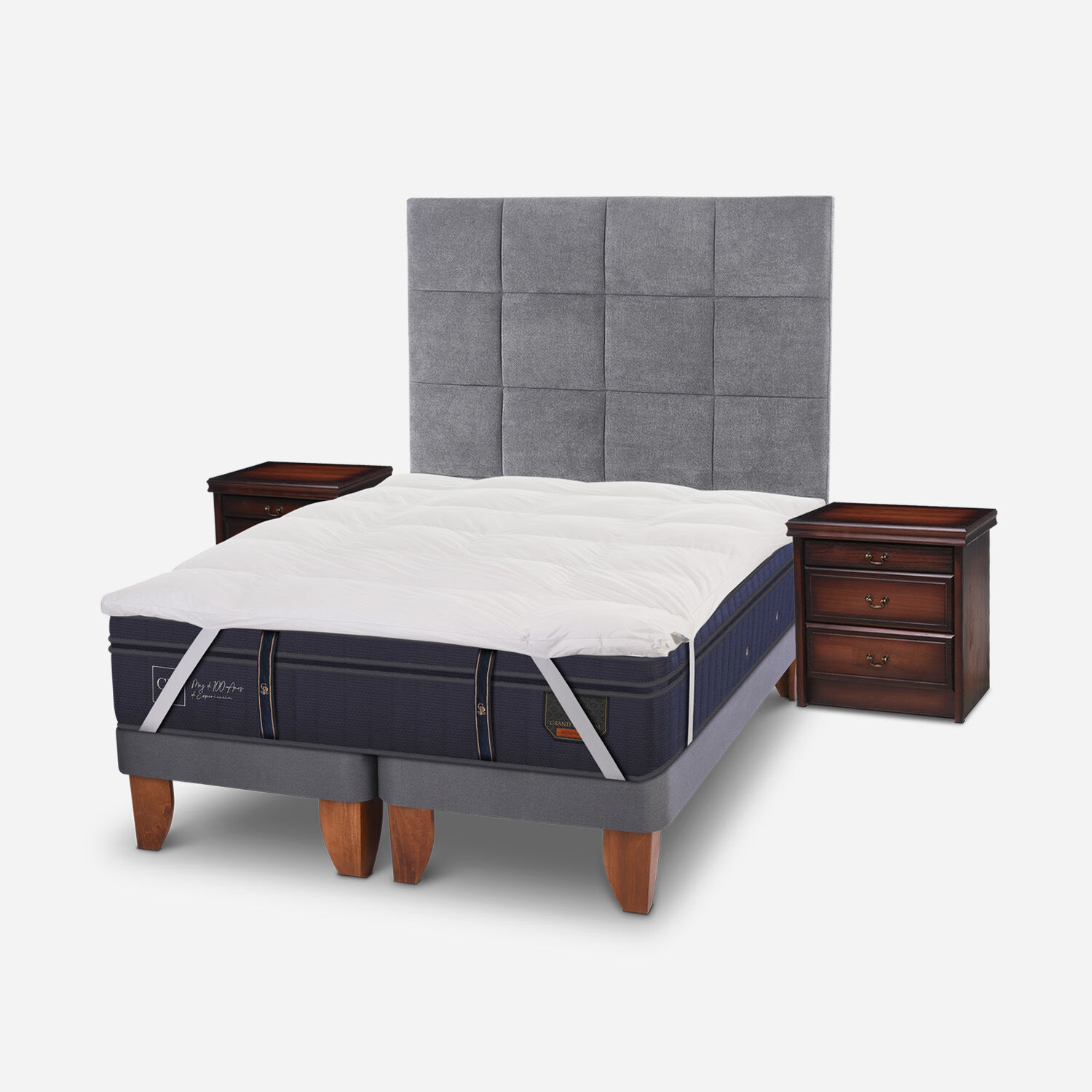 Cama Europea Super King Grand Premium + Set T&aacute;mesis + Topper