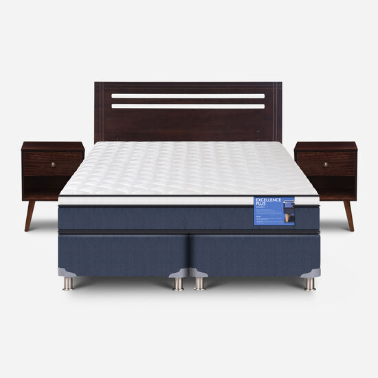 Cama Americana 2 Plazas Base Dividida Excellence Plus + Set Múnich