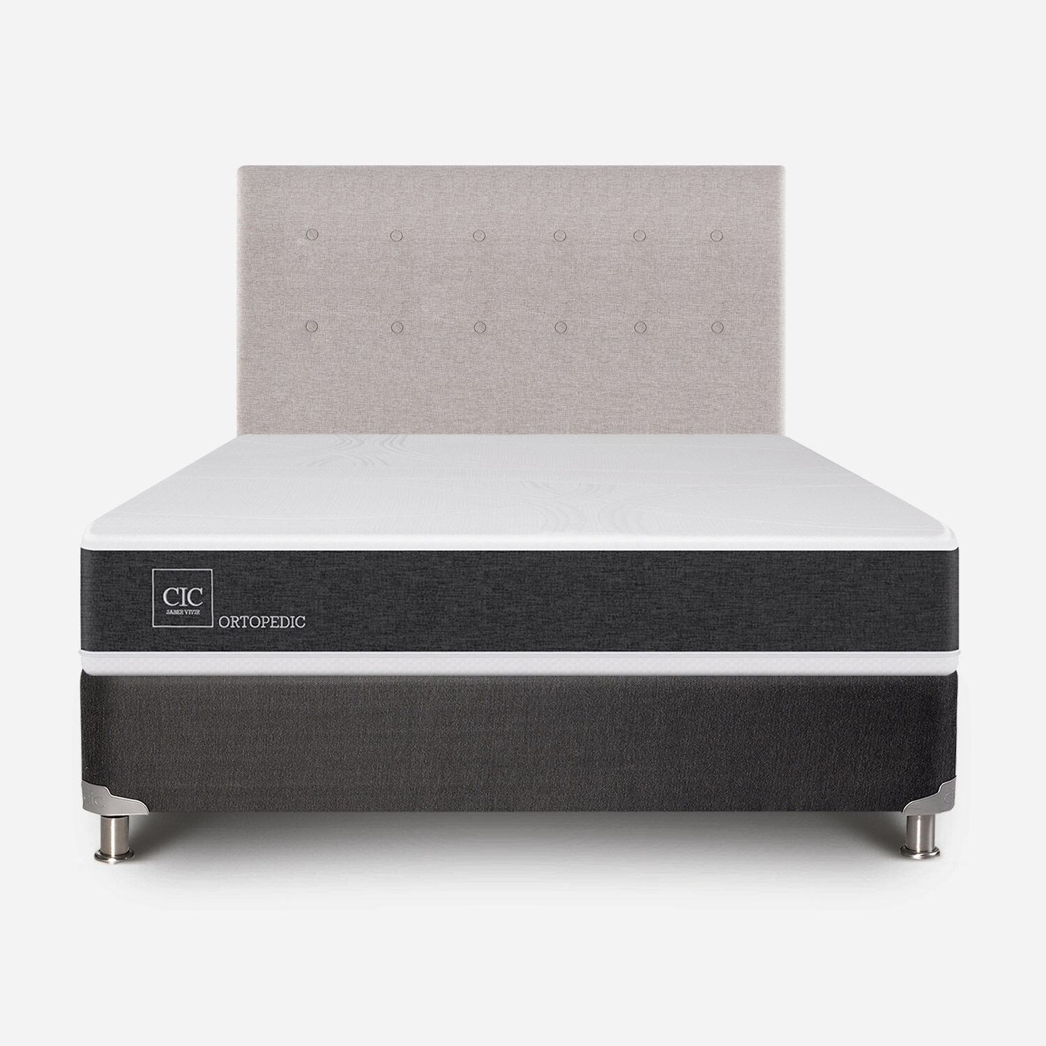 Box Spring 2 Plazas Ortopedic Base Normal 5 Zonas + Respaldo Tigris