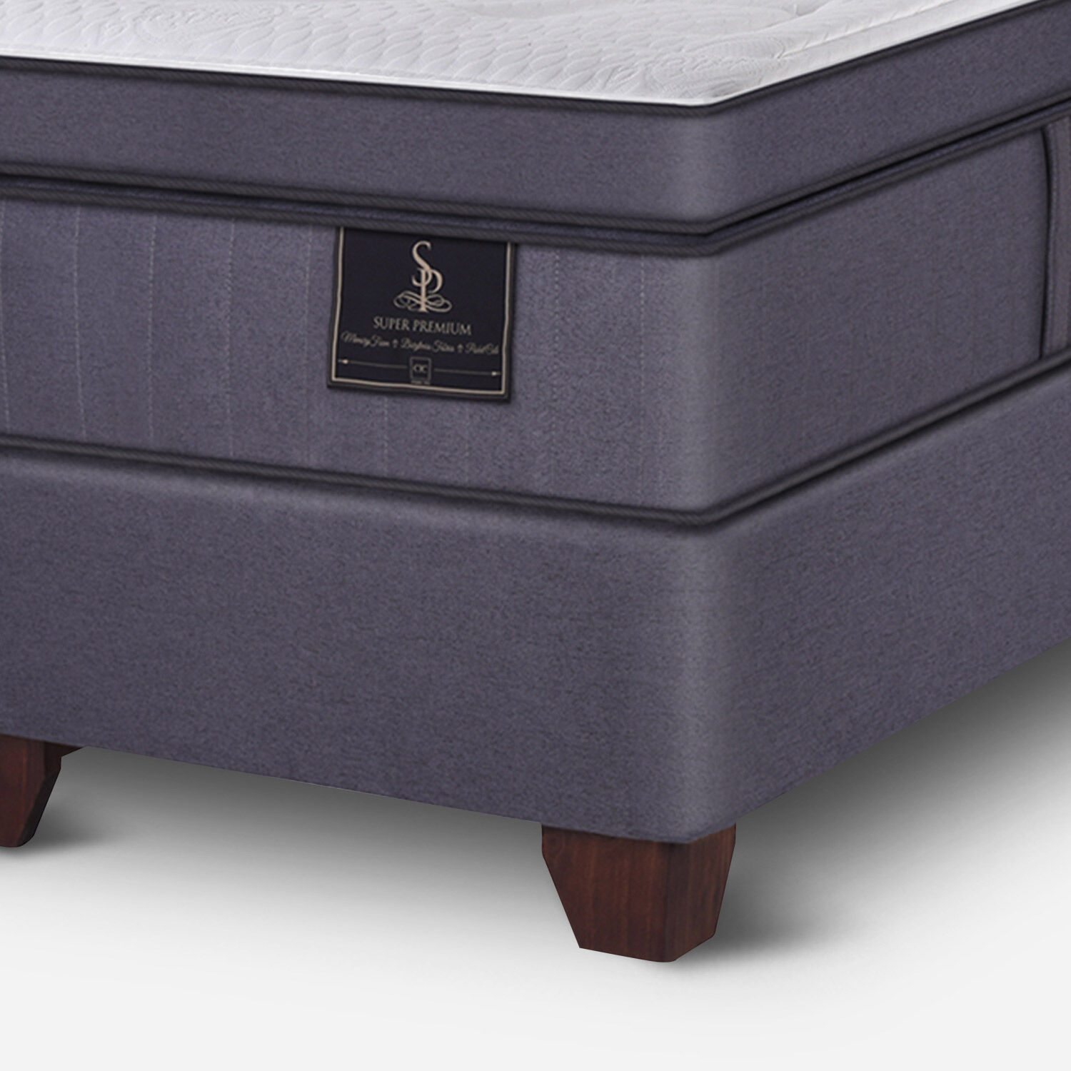 Box Spring 2 Plazas Super Premium Base Dividida + Almohadas Viscoel&aacute;sticas