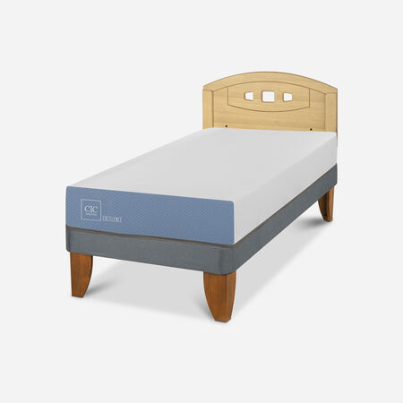 Cama Europea 1 Plaza Excellence + Respaldo Gales Mostaza