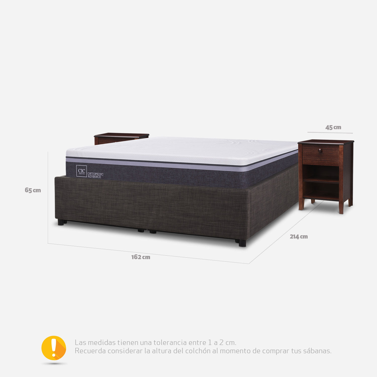 Cama Space Box 2 Plazas Ortopedic Advance + Velador Torino Chocolate