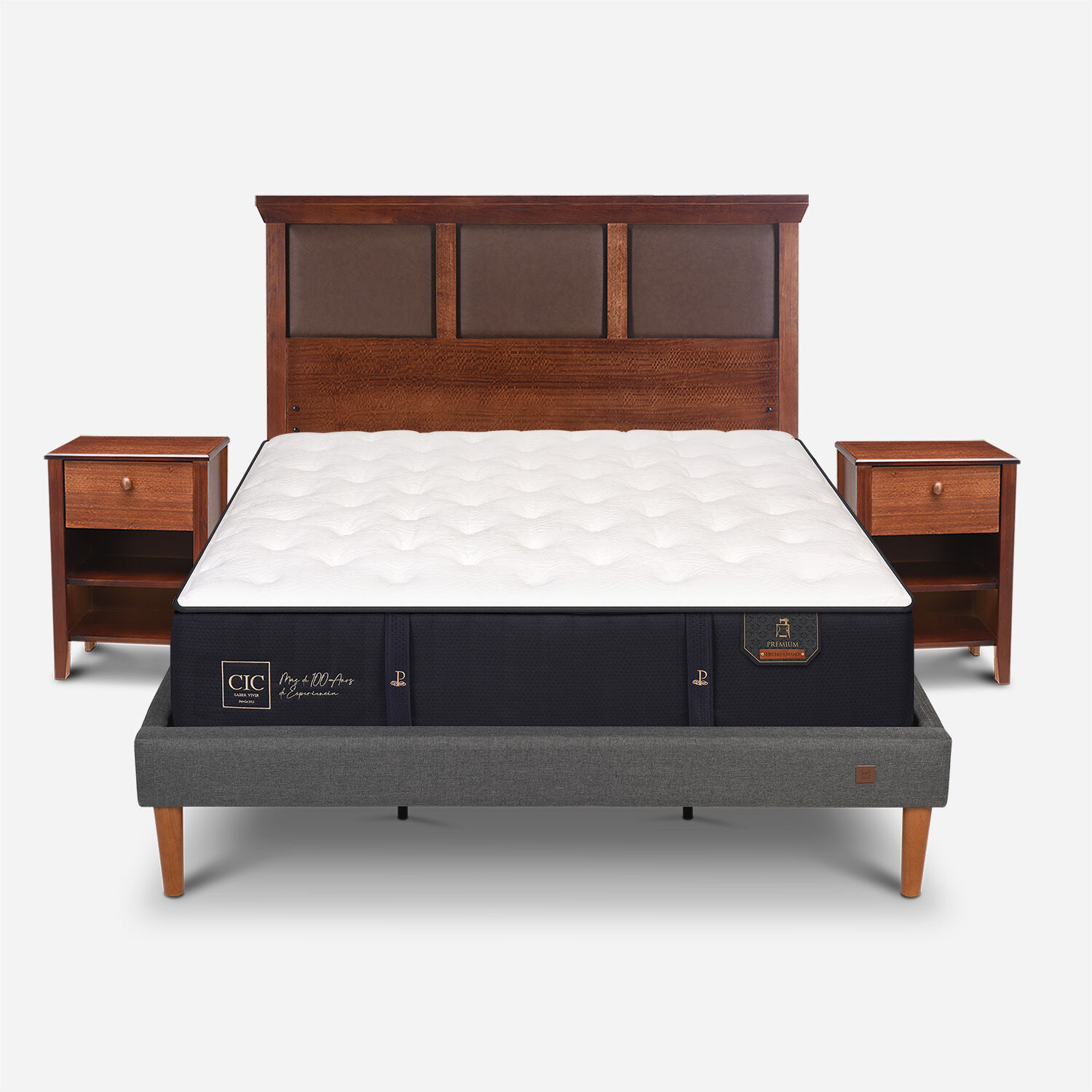 Cama Europea Curve King Premium + Set Torino Caramel