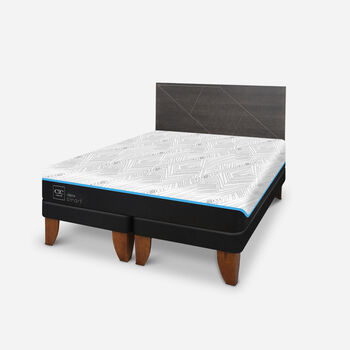 Cama Europea 2 Plazas Green Infinity Base Dividida + Respaldo Villarrica Gris