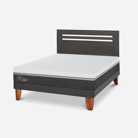 Cama Europea 2 Plazas Ortopedic Advance Base Normal + RespaldoMúnich Gris