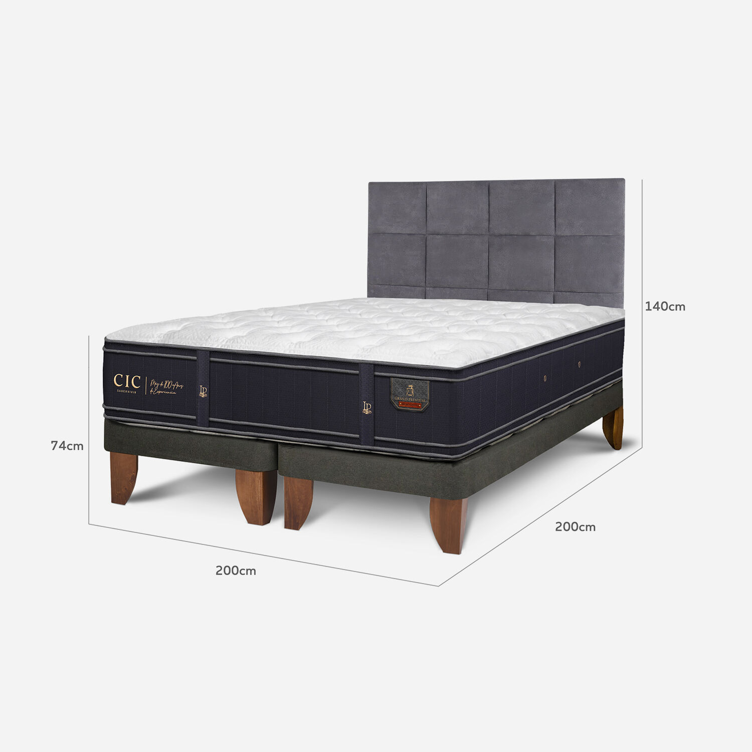 Cama Europea Super King Grand Premium + Respaldo T&aacute;mesis