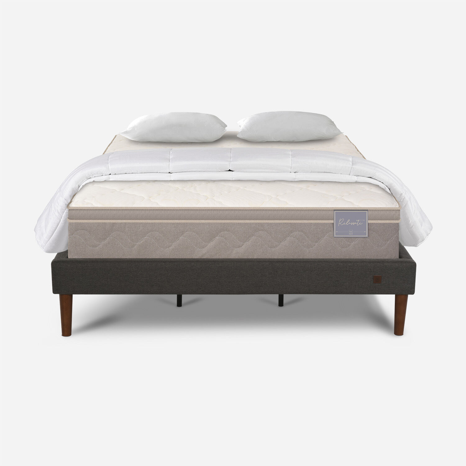 Cama Europea Curve King Rilassati + Almohadas + Plum&oacute;n