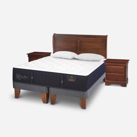 Cama Europea King Premium + Almohadas Viscoel&aacute;sticas + Set Mir&oacute; Caramel