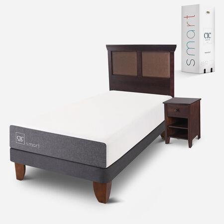 Cama Europea 1,5 Plazas Smart + Set Torino Chocolate