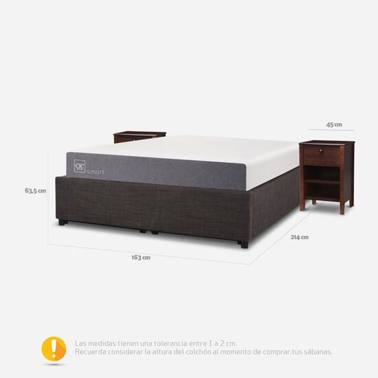 Cama Space Box 2 Plazas Smart + Velador New Torino Choc