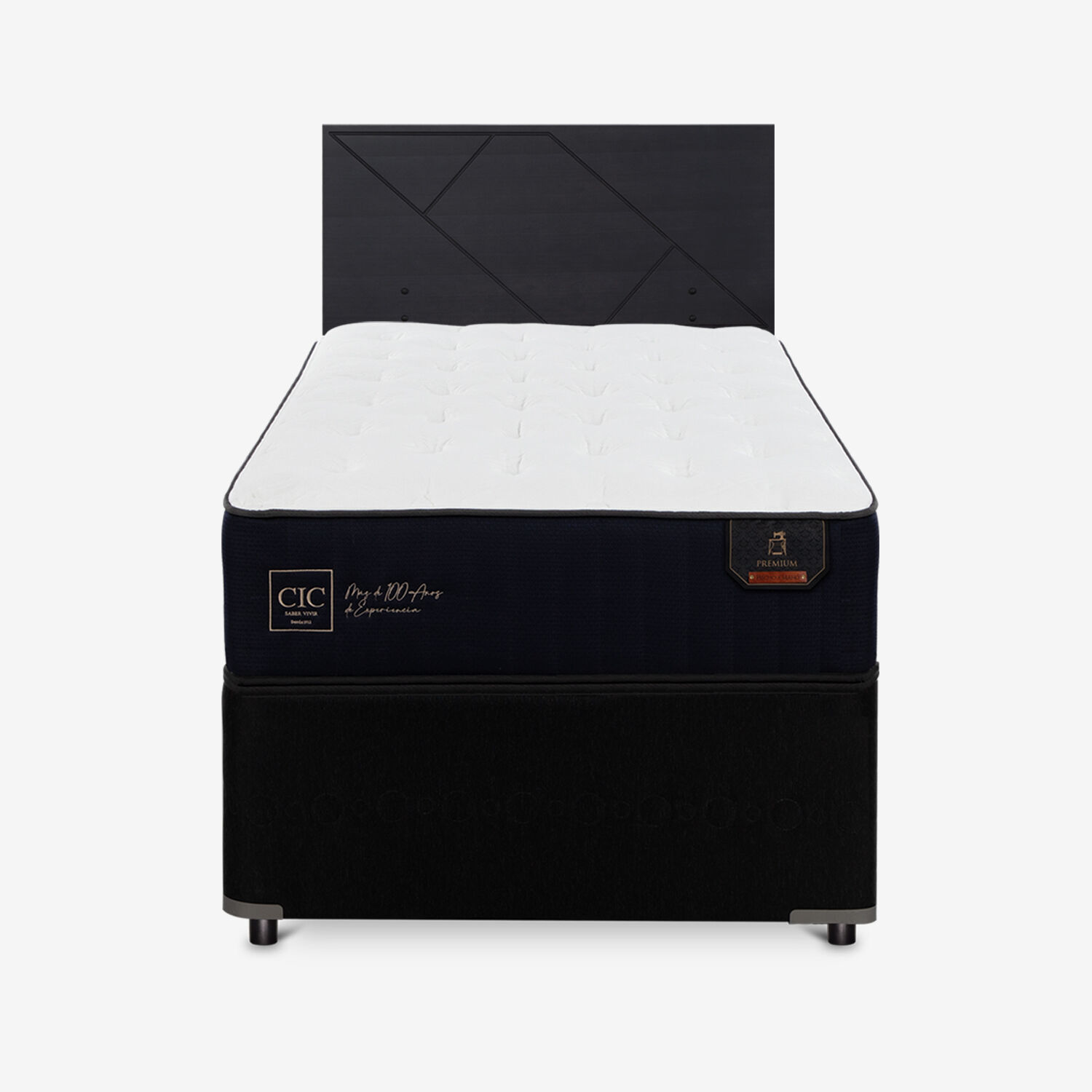 Cama Nido Div&aacute;n Premium + Respaldo Villarrica Negro