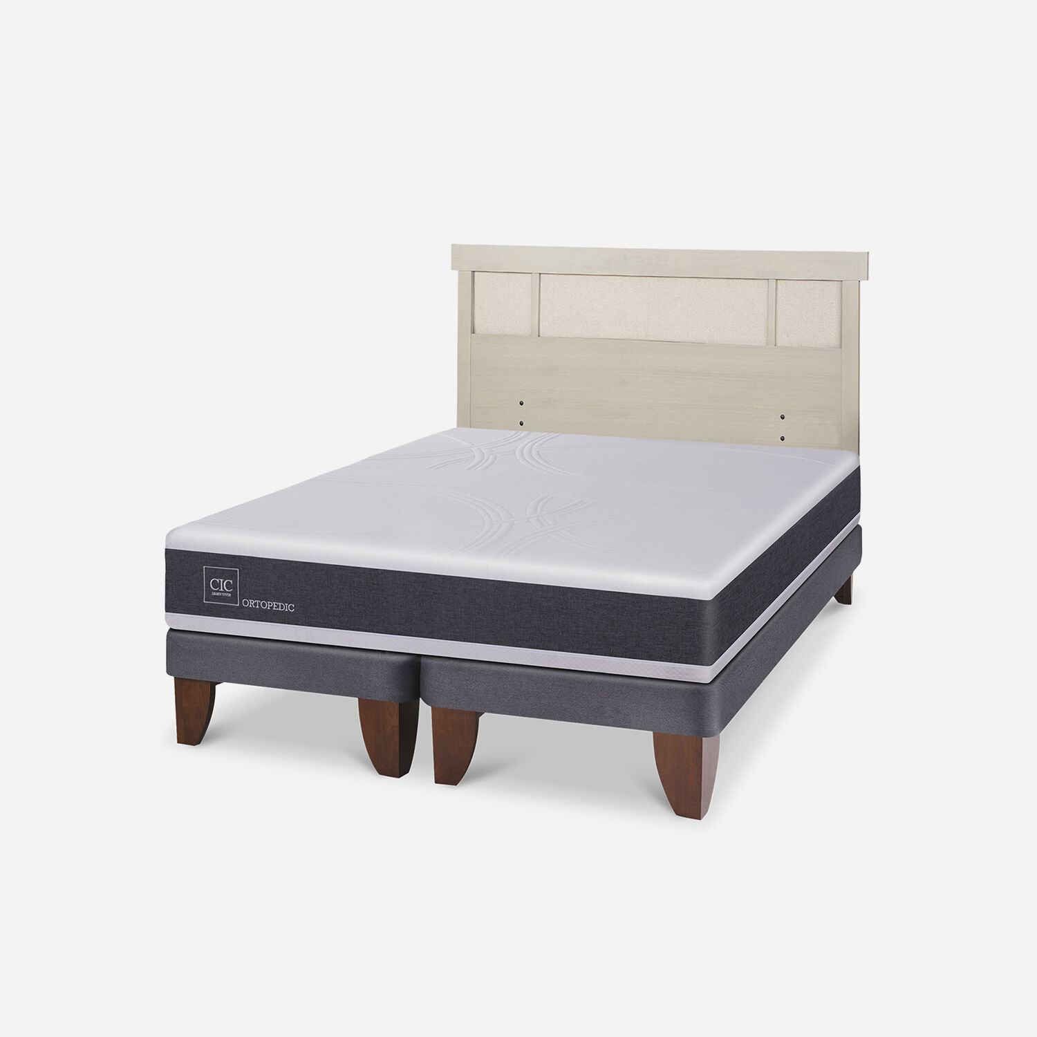 Cama Europea 2 Plazas Ortopedic Base Dividida + Respaldo M&uacute;nich Alpino