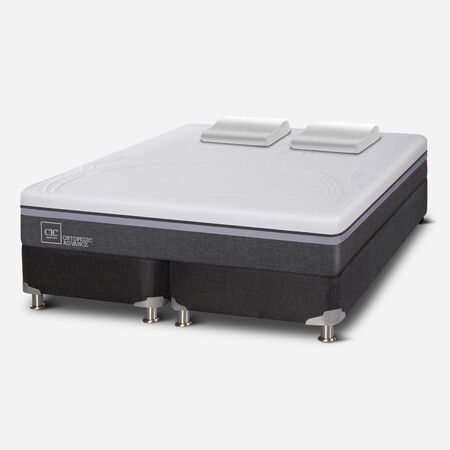Box Spring 2 Plazas Ortopedic Advance Base Dividida 5 Zonas + Almohadas Viscoel&aacute;sticas