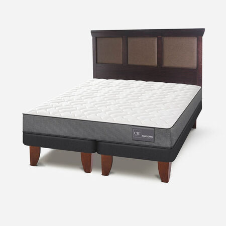 Cama Europea 2 Plazas Base Dividida Anatomic + Respaldo Torino Chocolate