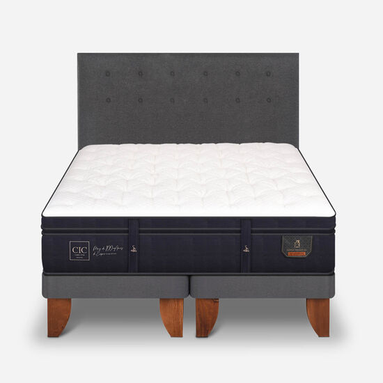 Cama Europea 2 Plazas Super Premium Base Dividida + Respaldo Éufrates