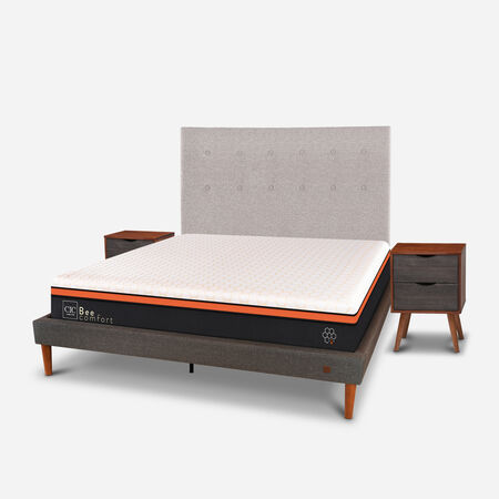 Cama Europea Curve 2 Plazas Bee Comfort + Set Tigris