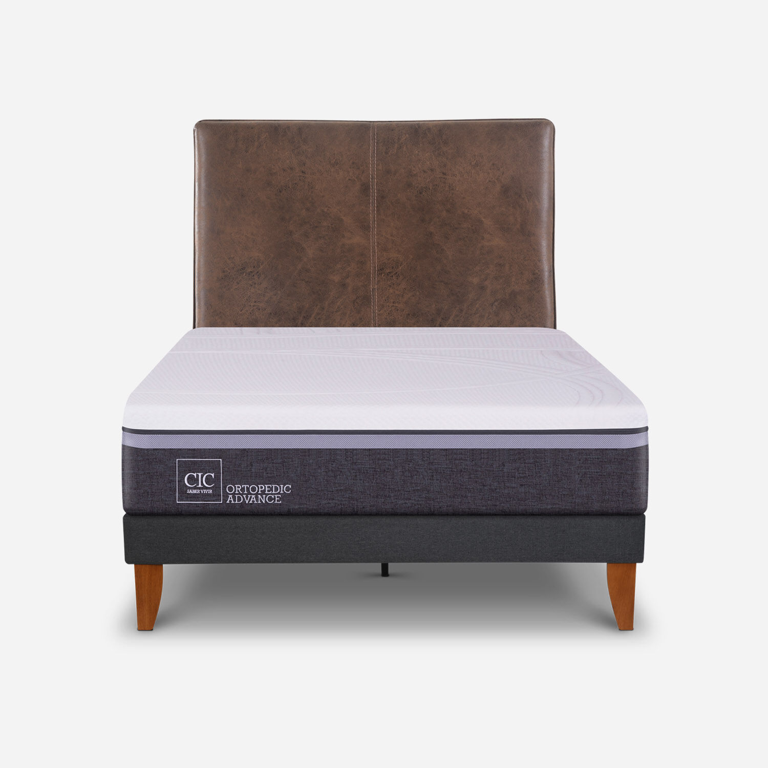 Cama Europea Curve 1,5 Plazas Ortopedic Advance + Respaldo Baker