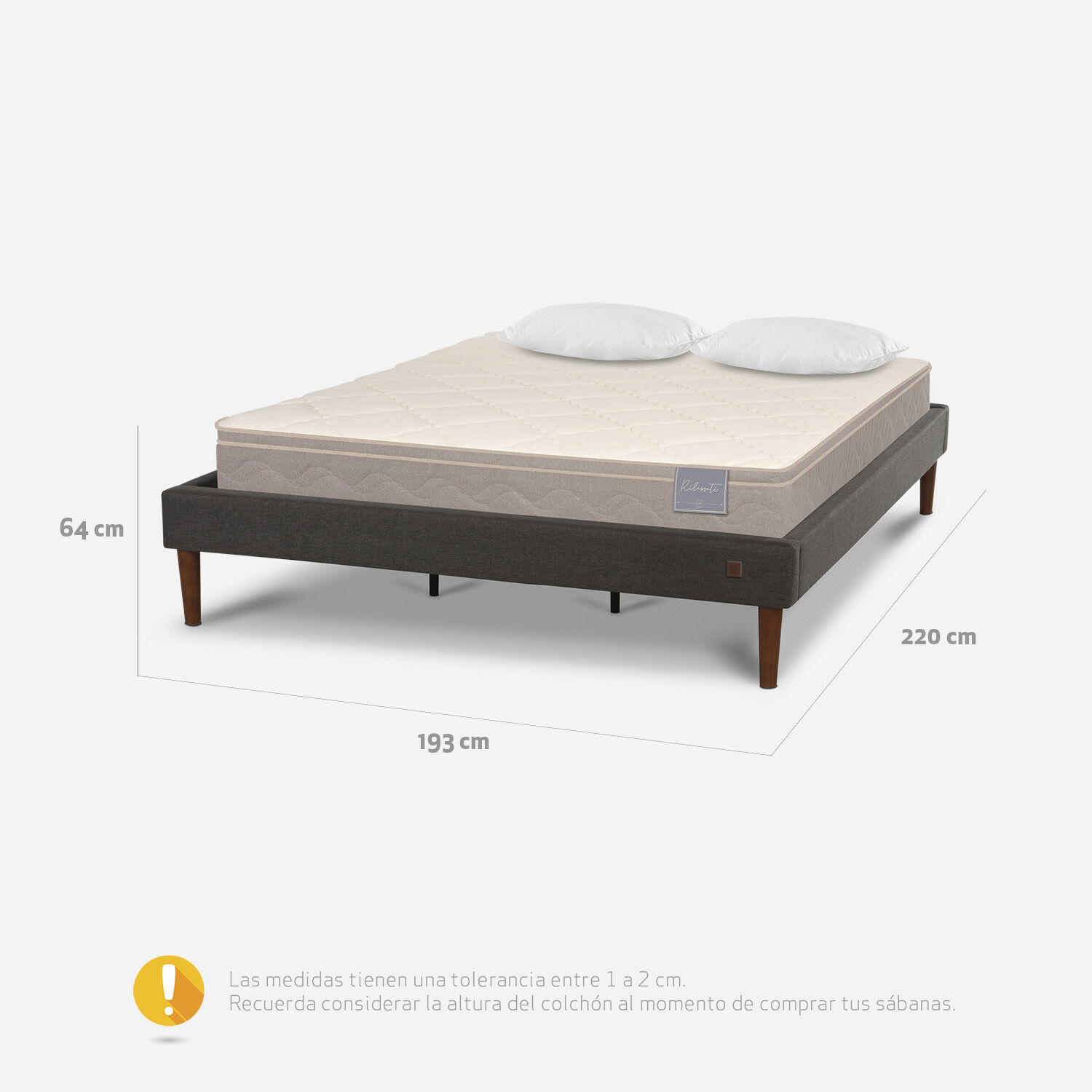 Cama Europea Curve King Rilassati + Almohadas Viscoel&aacute;sticas