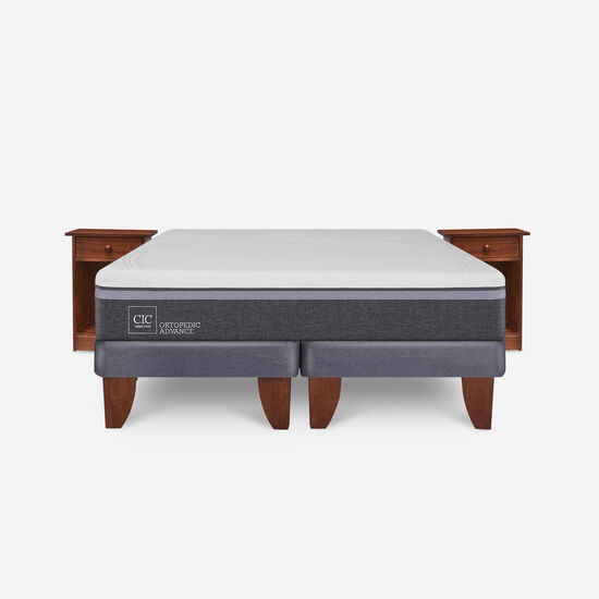 Cama Europea 2 Plazas Base Dividida Ortopedic Advance + Veladores Villarrica