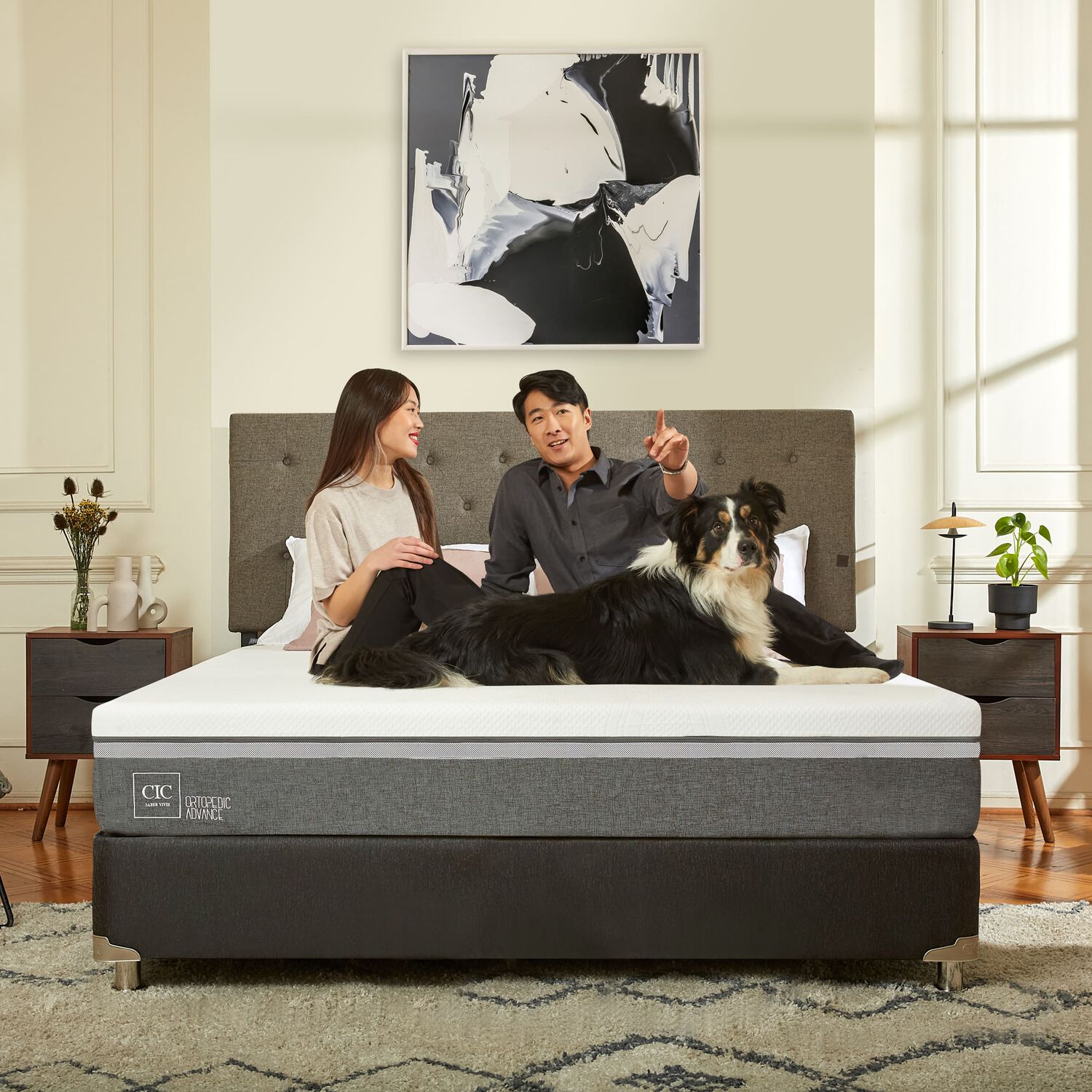 Box Spring 2 Plazas Ortopedic Advance Base Normal 5 Zonas + Set Torino Choc